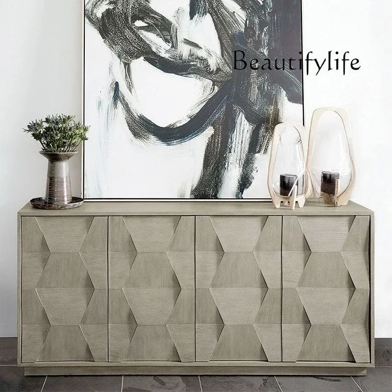 

Modern simple solid wood entrance dining side cabinet American light luxury living room storage decoration designer fashion