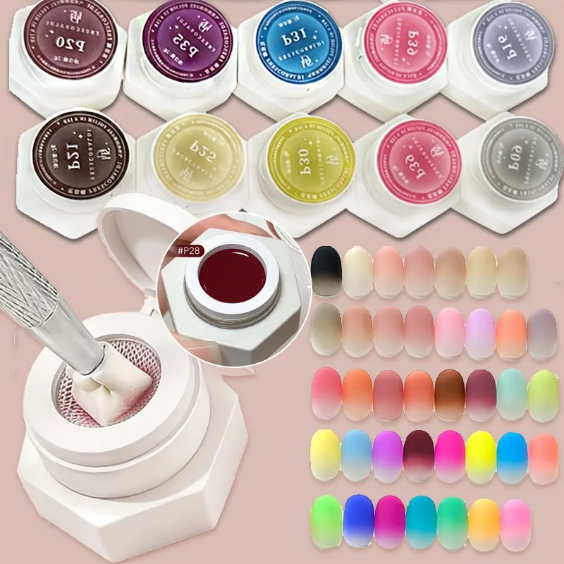 Gel de Uñas de 39 Colores con Efecto Cojín de Aire, Malla Elástica, Sin Necesidad de Lavar, Alta Saturación, Color Sólido Degradado, Sellado sin Costuras, Esmalte de Uñas UV Específico
