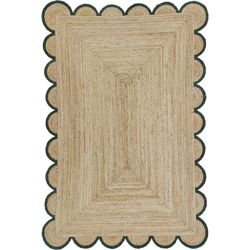 Scallop Rug Jute Carpet 100% Natural Runner Braided Decorative Modern Rustic Rug