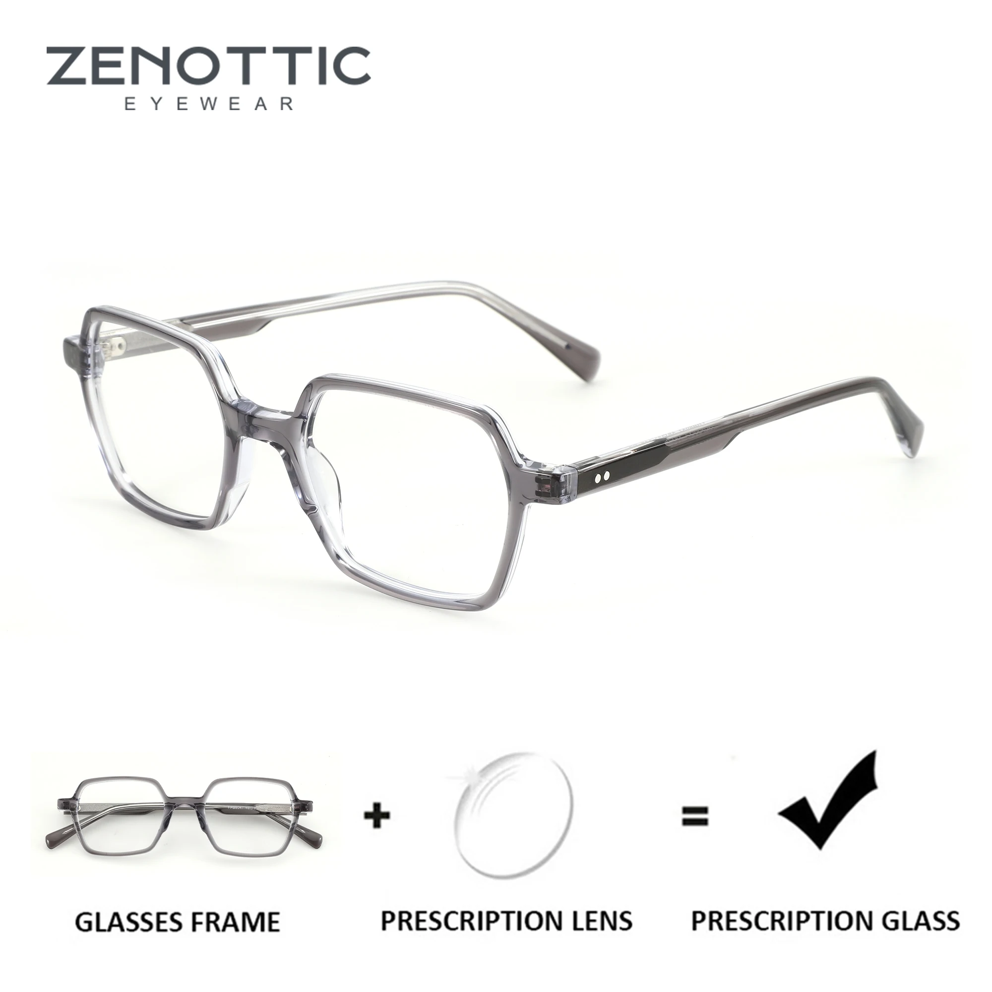 ZENOTTIC Fashion Rectangle Prescription Glasses Handmade Acetate Myopia/Progressive Eyewear Square Optical Eyeglasses for Unsiex