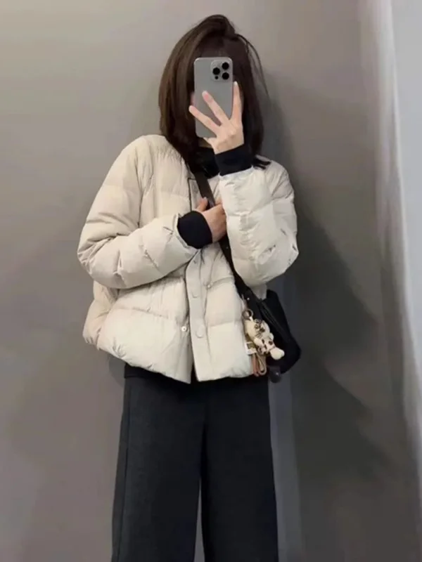 

Fashionable Thick Casual Loose Women's Cotton Jacket Korean Style Versatile Winter Outerwear Trendy Long Sleeve round Neck