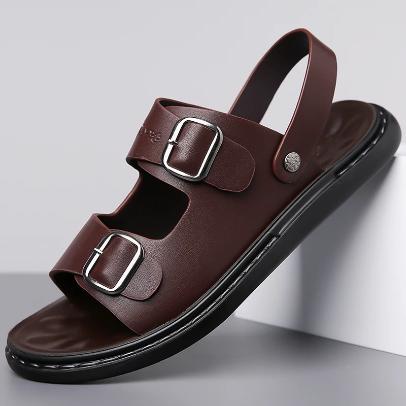

Men's Summer Comfortable Soft Bottom Sandals Breathable Anti-slip Wear-resistant Daily Two-wear Slip-On Casual Beach Shoes-2385
