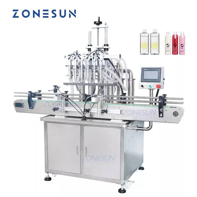 ZONESUN ZS-YT6T-6Y máquina neumática automática de llenado de champú, llenador de botellas de detergente cosmético líquido y aceite para tienda corporal