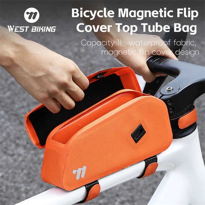 

WEST BIKING Bike Top Tube Bag 1L Waterproof Self-Locking Portable Front Frame Structured Bag MTB Road Cycling Travel Tool Kit