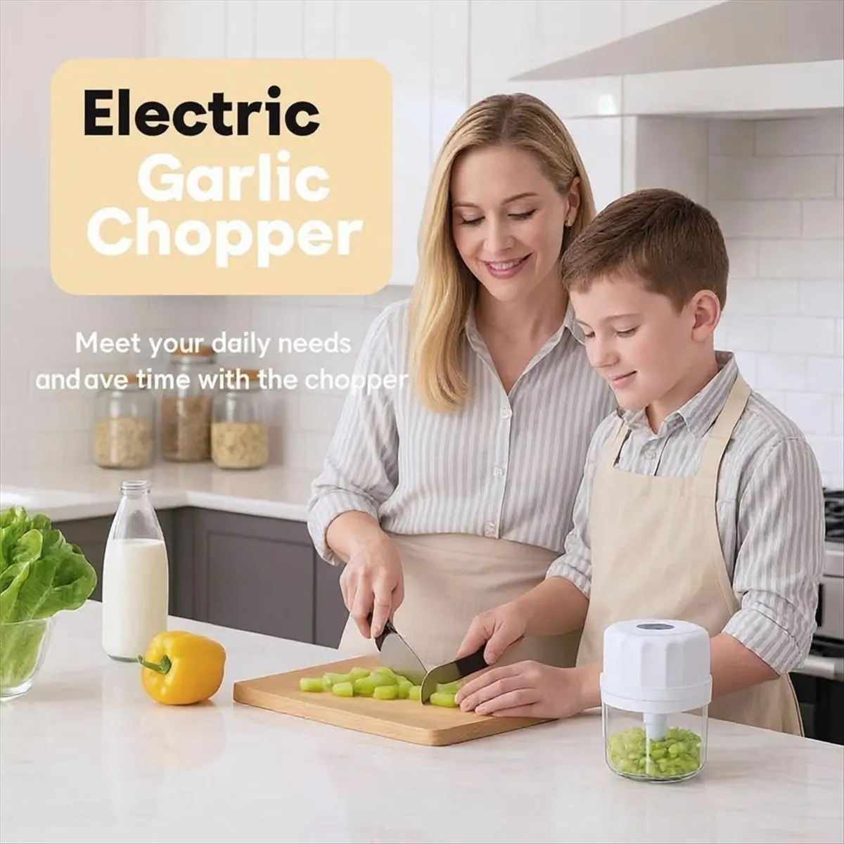 N18R Electric Mini Garlic Chopper,Portable Food Processor, Onion Mincer,Meat Grinder with USB Charging