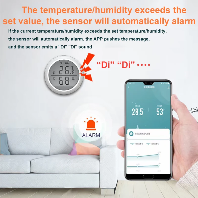 Tuya Smart ZigBee3.0 Temperature and Humidity Sensor Smart Life APP Control Indoor Humidity Detector Works with ZigBee Hub