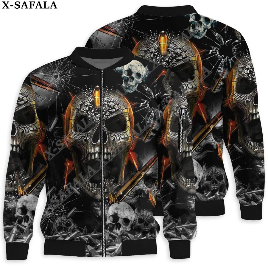 Trippy Skull Halloween Flame Screaming 3D Bomber Jackets Zipper Jacket Casual Thick Coat Unisex Harajuku Men Women Streetwea-2