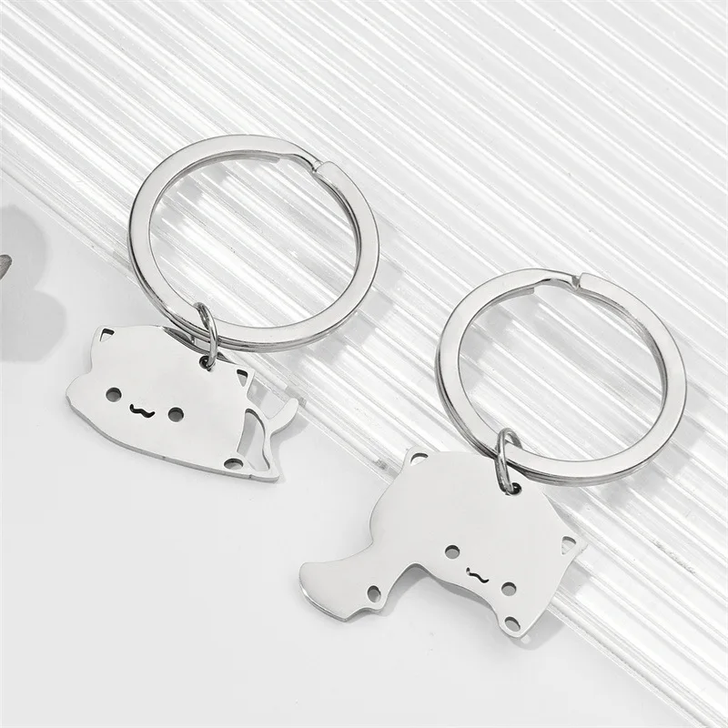 2Pcs Cartoon Cat Keychains Baby Cute Bubu Dudu Keyring for Accessories Bag Pendant Key Chain Jewelry Fans Couple Love Gifts