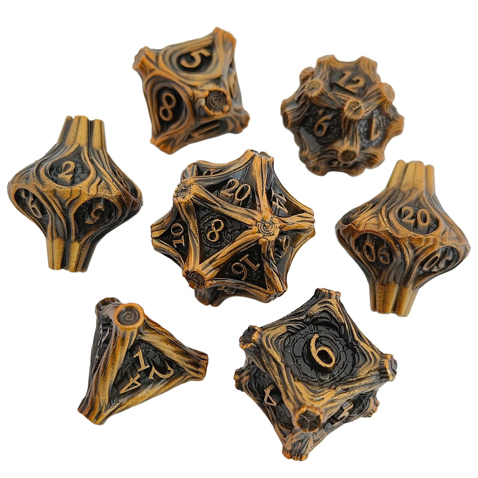 مجموعة نرد معدنية DND Dungeon and Dragon لألعاب الطاولة مجموعة RPG مكونة من 7 قطع مع تصميم فريد من نوعه D20 لعب الأدوار