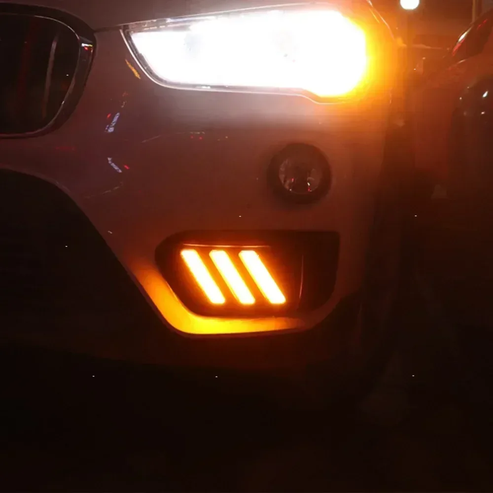 Front Bumper For BMW X1 2015-2019 F48 F49 Upgrade LED Dynamic Daytime Running Light Tool Accessories Car lights Assembly