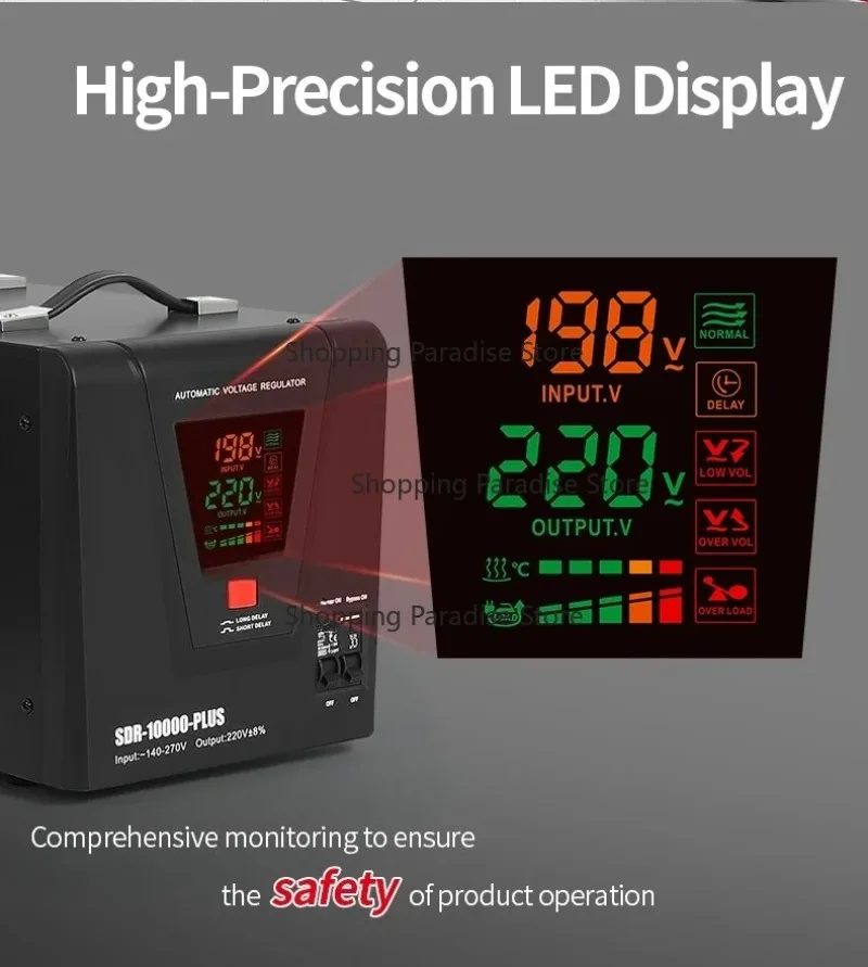 10KVA Single Phase 220V Digital AVR Automatic Regulator Stabilizer 10KW 8KW Power Voltage Control Device