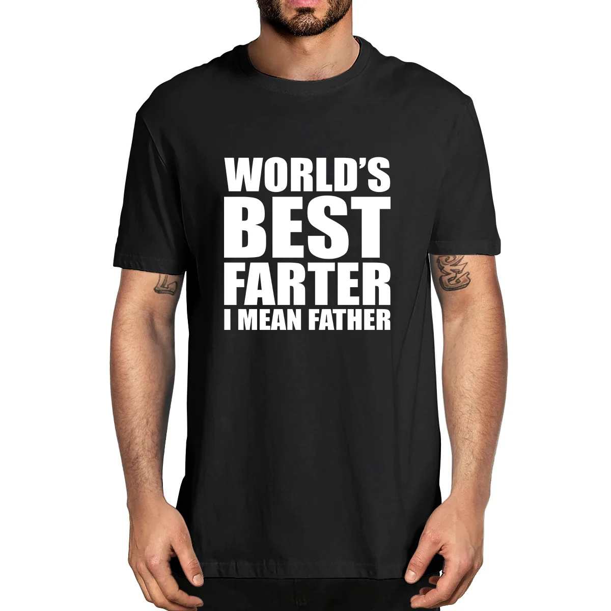 

Unisex Cotton World's Best Farther I Mean Father Funny Dad Logo Tee Father's Day Gifts Summer Men's Novelty T-Shirt Streetwear