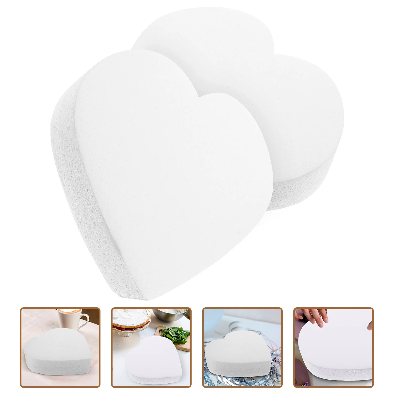 2 Pcs Bubble Cake Practicing Fake Reusable Dummies Baking Models Foam Rotating Stand Heart Compact Birthday Decoration for Girl