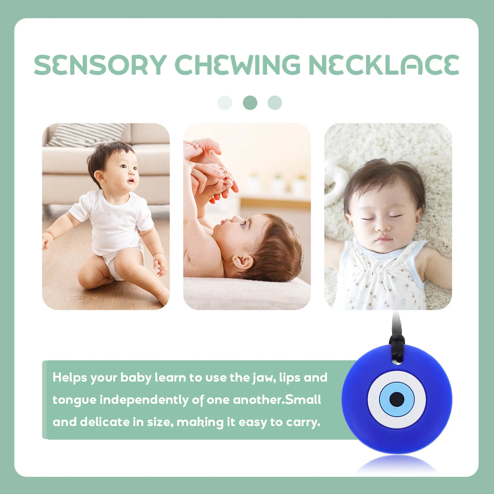 

1pc Baby Teether Eye Shape Silicone Chew For Infant Molar Relief Durable Soft Teeth Grinding Pendant Practical Cartoon Chew