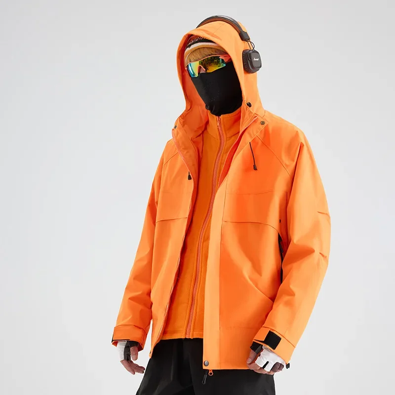 

Outdoor Three-in-One Men's Loose Jacket Spring Autumn Climbing Windproof Waterproof Unisex Casual Sportswear Coat