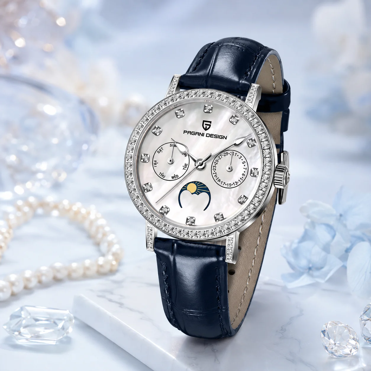 PAGANI DESIGN PD-1789 Women Quartz Watch Multifunctional Waterproof Luminous Moon Phase Star Wristwatch Fashion Luxury Ladies Dr view 5