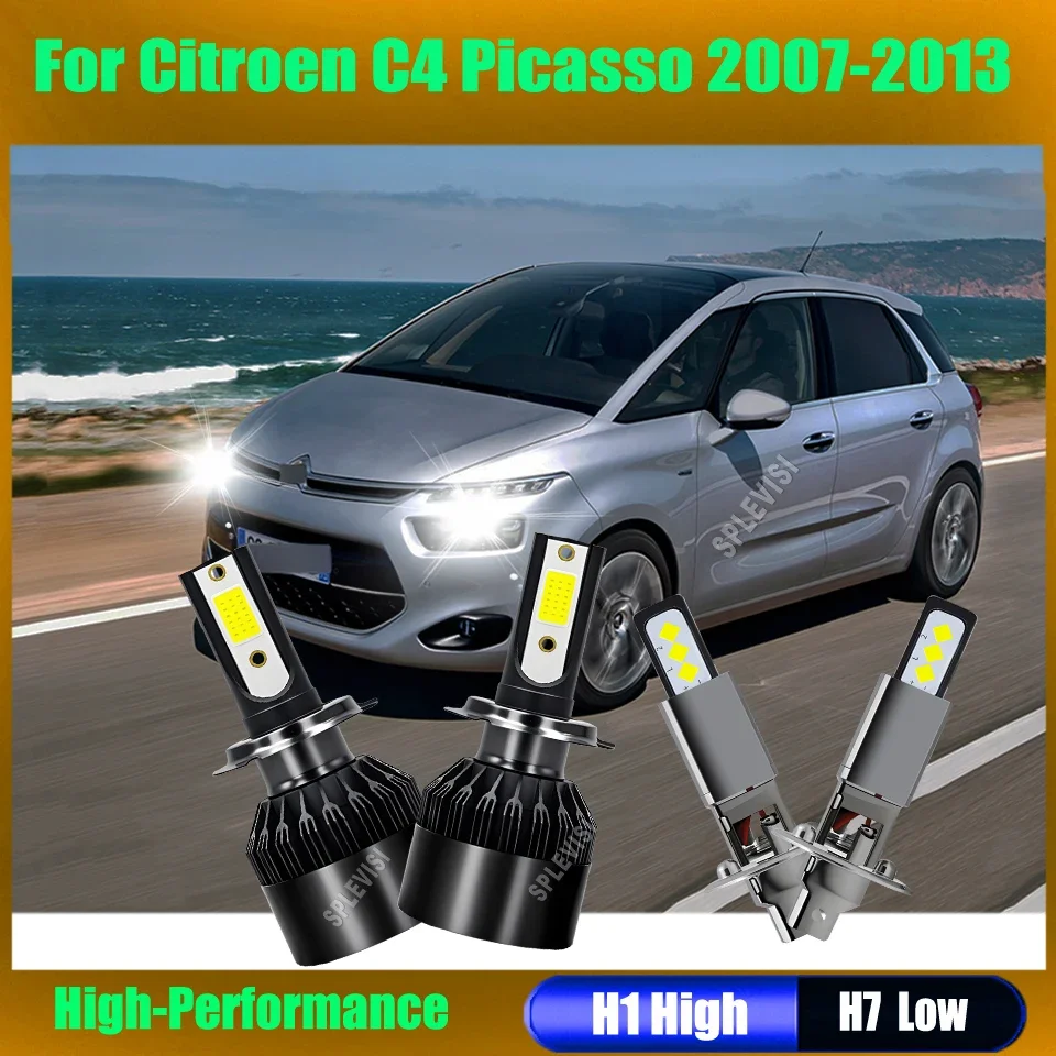 Led White Xenon 6000k Headlight High Low Beam -1:1 filament position design For Citroen C4 Picasso 2007 2008 2009 2010 2011-2013