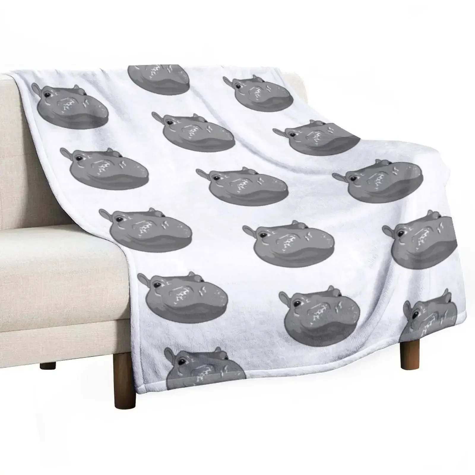 Hippo Fiona Cincinnati Zoo (white) Throw Blanket Luxury Brand Summer Blankets