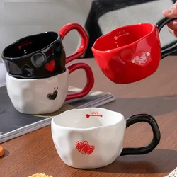 300ml Ceramic Mugs Coffee Cups Hand Pinched Irregular Flower Milk Tea Cup ins korean style Oatmeal Breakfast Mug Drinkware Kitch