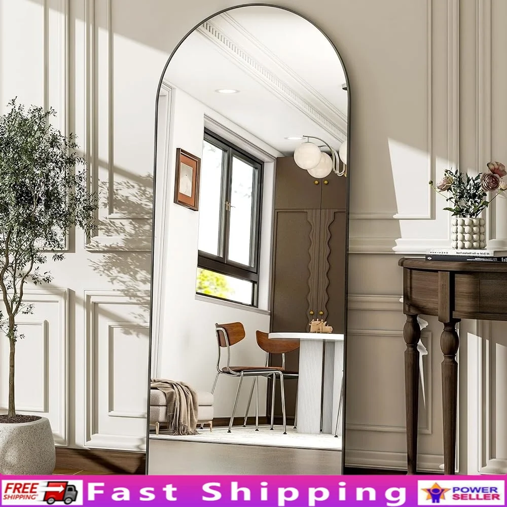 

Arched Full Length Mirror Wall Mounted Floor Mirror Aluminum Alloy Frame Explosion Proof Glass Bathroom Bedroom Living Room