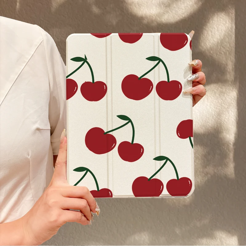 

cherry with Pen Holder Tablet Case for ipad pro10/11in2020/6th/7th/8th/Air3rd/4th/9thgen/5thGen2022/Air11