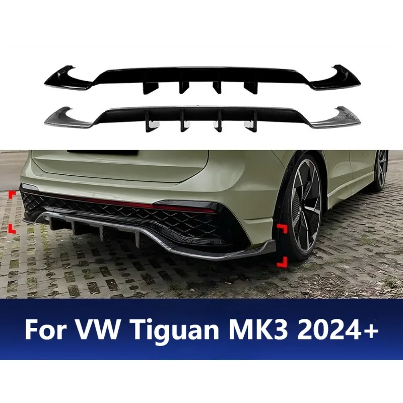 

For VW Tiguan MK3 2024+ Overseas Model R-Line Rear Diffuser Gloss Black Rear Bumper Lip Spoiler Direct Fit Replacement Parts