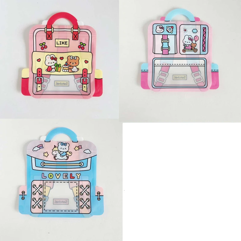 30pcs Cartoon School Bag Shape Cookie Candy Snack Plastic Zipper Handbag Gift Packaging Bags for Birthday Party Decor Supplies