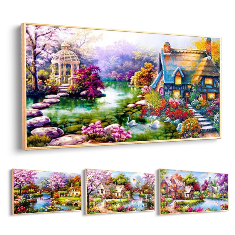 

CHENISTORY 60x120cm Painting By Number Beautiful Countryside Handpainted Picture By Number Drawing On Canvas Art Gift