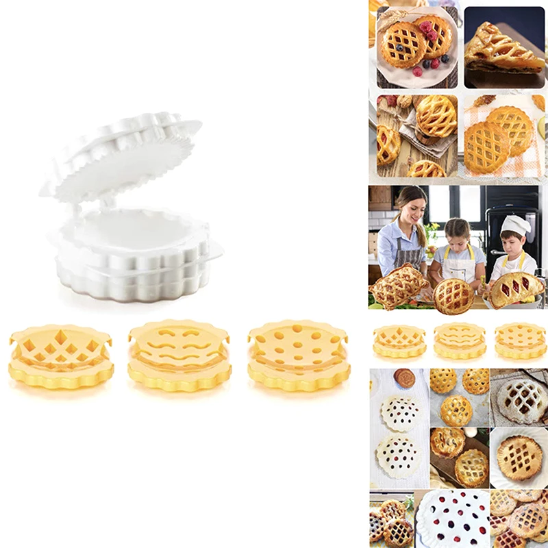 Molde para tarta de bolsillo 3 en 1, laminador de masa de mano, 3 formas, galleta a cuadros, Mini moldes para tarta clásicos para sujetar la mano para hornear postre de otoño