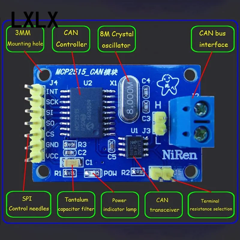 10-100 pz MCP2515 CAN Bus modulo TJA1050 ricevitore SPI per 51 MCU ARM controller