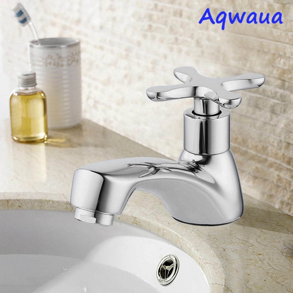 

Aqwaua Bathroom Basin Mixer Faucet Ceramic Cartridge Chrome Accessories Bags Brass Body Cold Water Deck Mounted Single Hole