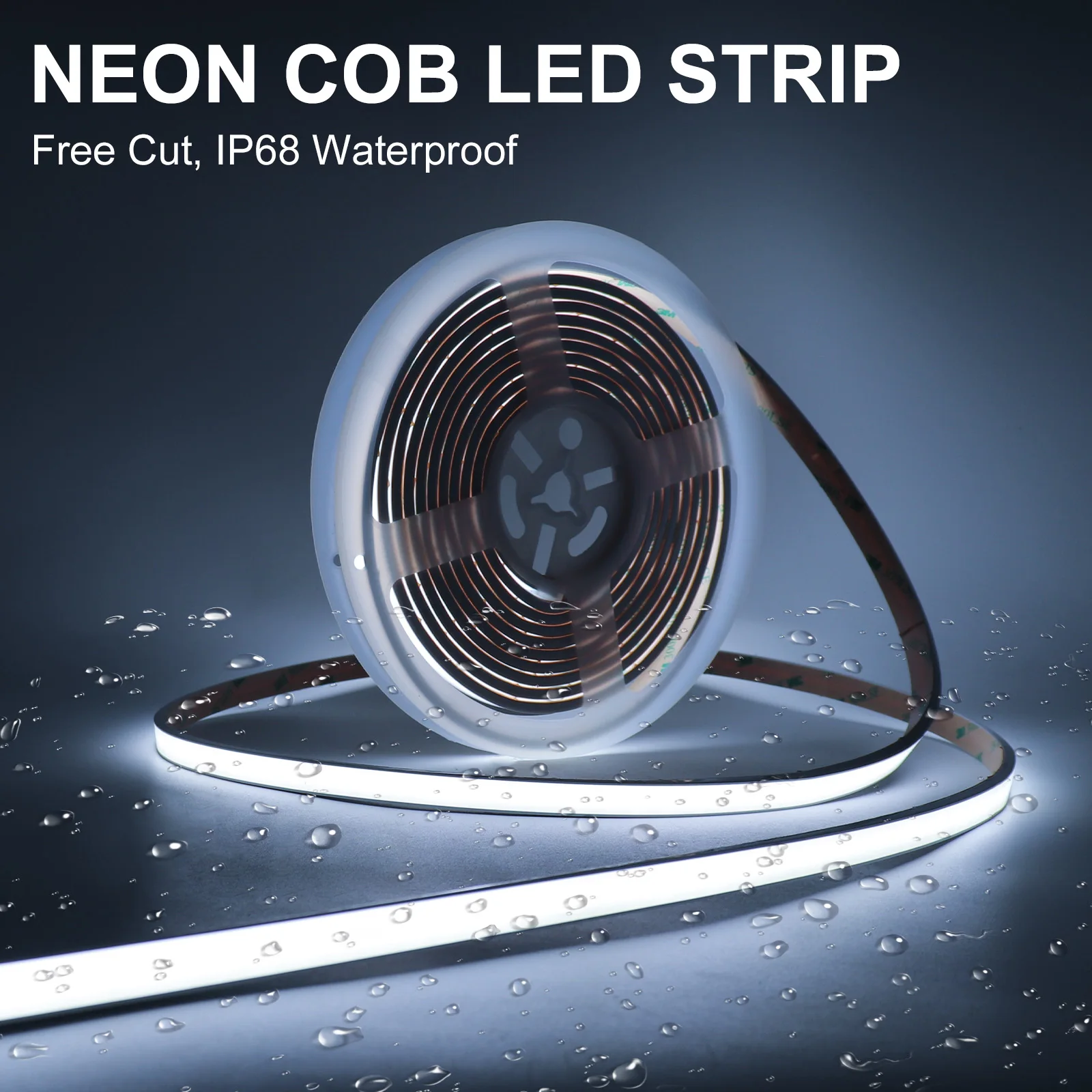 Waterproof COB LED Strip Free Cut Neon Light 24V 12V 480LEDs CRI 90 IP68 Mini Cut FCOB LED Tape Warm Cold White Outdoor Lighting