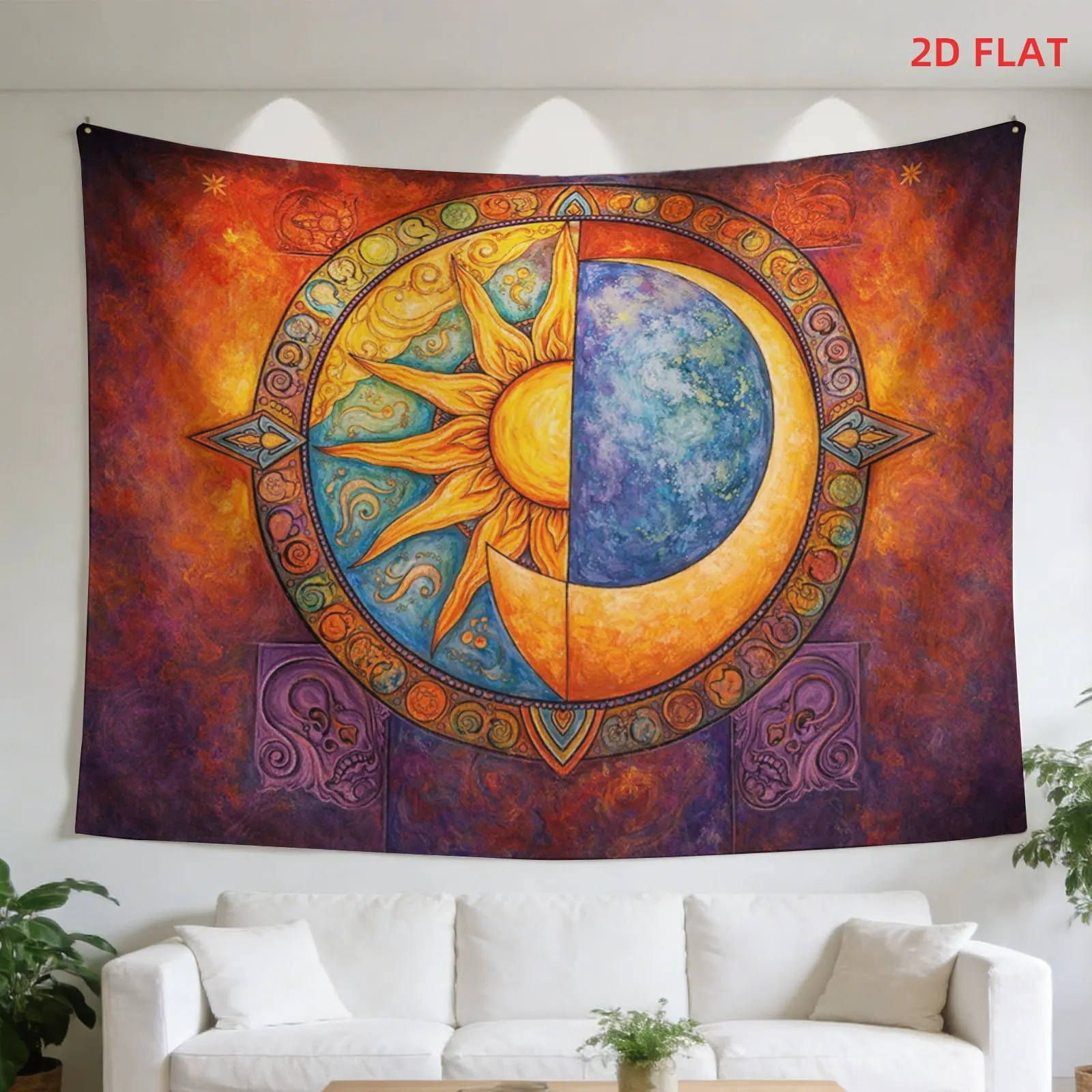 Boho Celestial Sun Moon Mandala Tapestry Wall Hanging Astrology Zodiac Cosmic Decoration Spiritual Universe Room Art Prints Gift