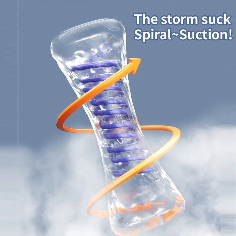 Male Masturbator 3D Textured 360 Rotating Spiral Vacuum Suction Cup Realistic Vagina Soft Pocket Pussy Sex Toys for Men 18+ 4