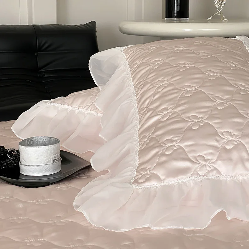 Imagem -04 - Luxo Acolchoado Cama de Casal Consolador Lace Bedding Grupo Room Decor Summer Blanket Ice Silky Camas Duvet Primavera