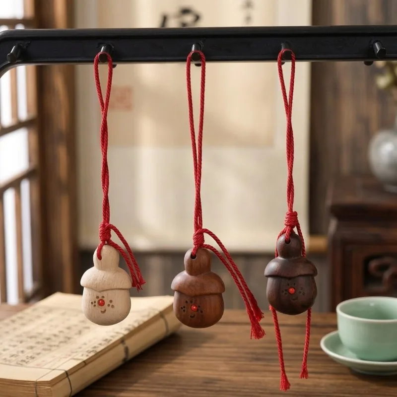 Peach Wood Sword Cartoon Pendant Hand Painted Cute Fat Sword Jujube Wooden Charm DIY Bag Accessory Vintage Hanging Decor Gift