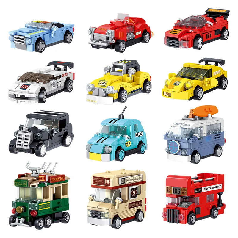 Racing Car Bus Engineering Vehicle Ambulance Pull Back Model Building Blocks Brick Toys Children Boys Compatible With Lego