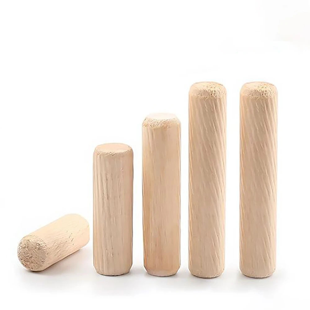 Straight Groove Wooden Dowel Pins M5 M6 M8 M10 Dowels Rods for Crafts Furniture DIY Manual