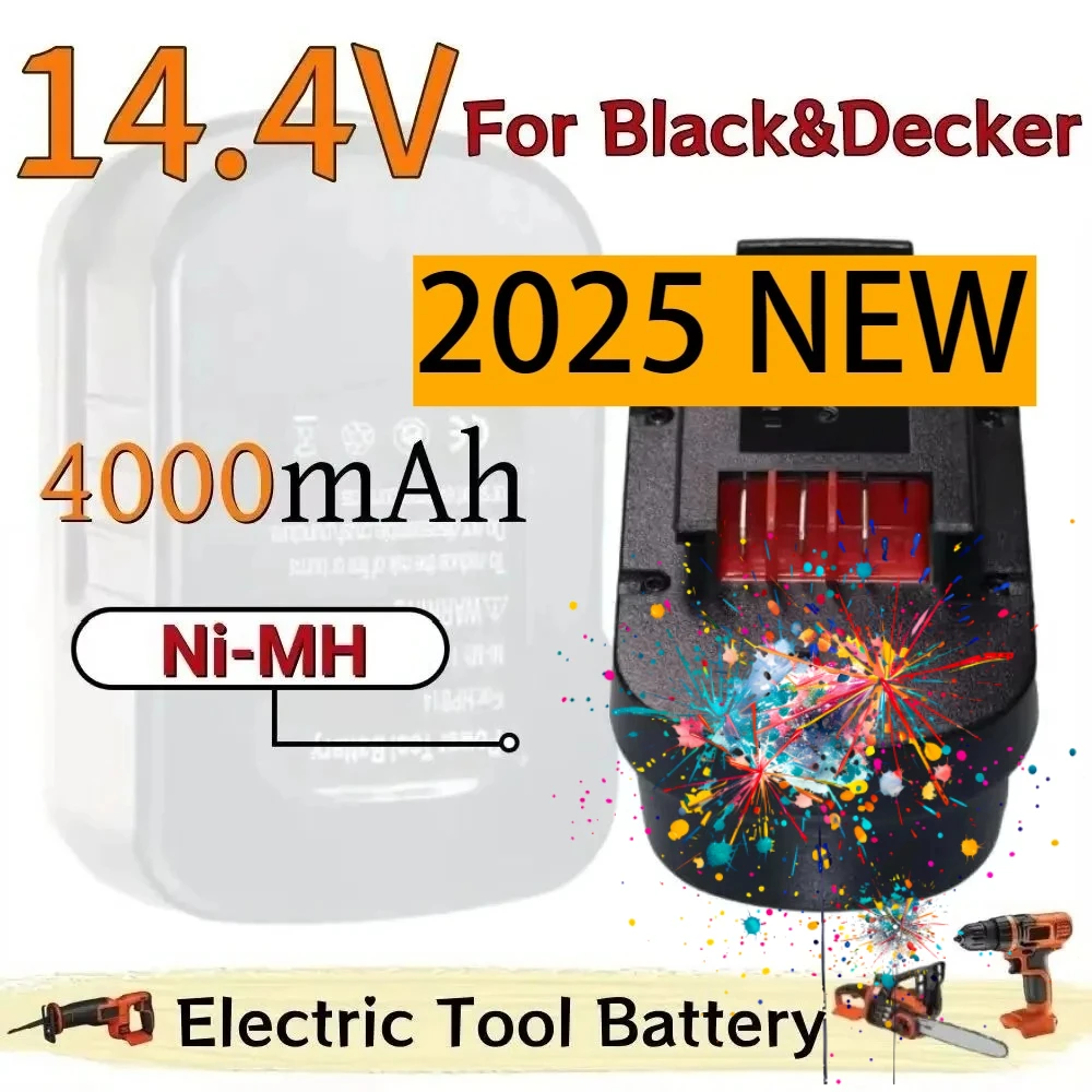 

14.4V 4000mAh Ni-Mh Rechargeable Cordless Power Tool Battery for Black&Decker FSB14 FS140BX 499936-34 Replacement Battery k