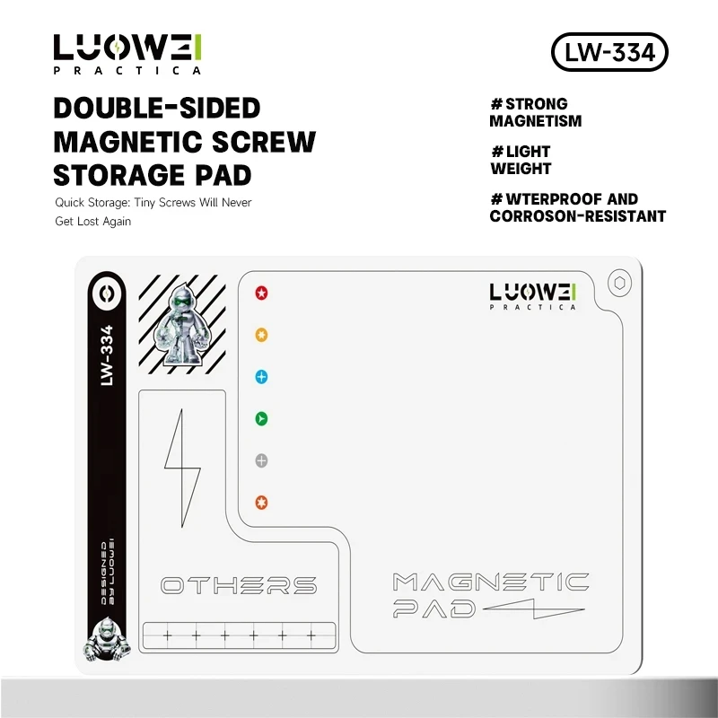 LUOWEI LW-334 Double-sided Magnetic Screw Storage Pad Strong Magnetism for Mobile Phone Repair Screws Organization Storage Mat
