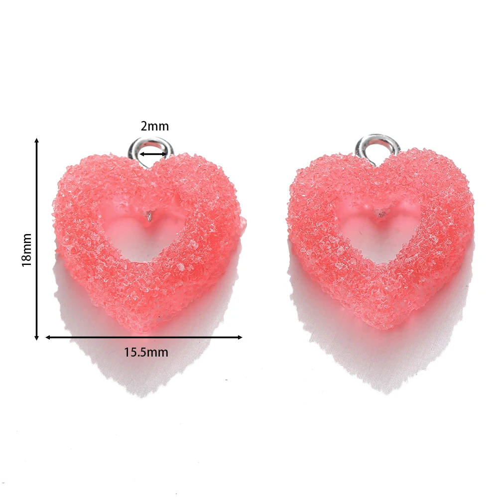 10pcs/lot Hollow Heart Pendant Soft Candy Color Cute Kawaii Resin Charms for DIY Earring Bracelets Jewelry Making Bulk