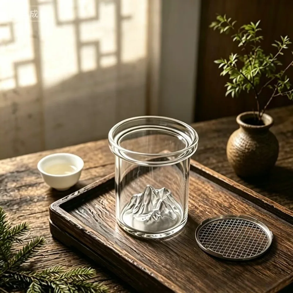 Vintage Glass Mountain Incense Burner Metal Incense Plate with Glass Ash Catcher Backflow Incense Burner Transparent