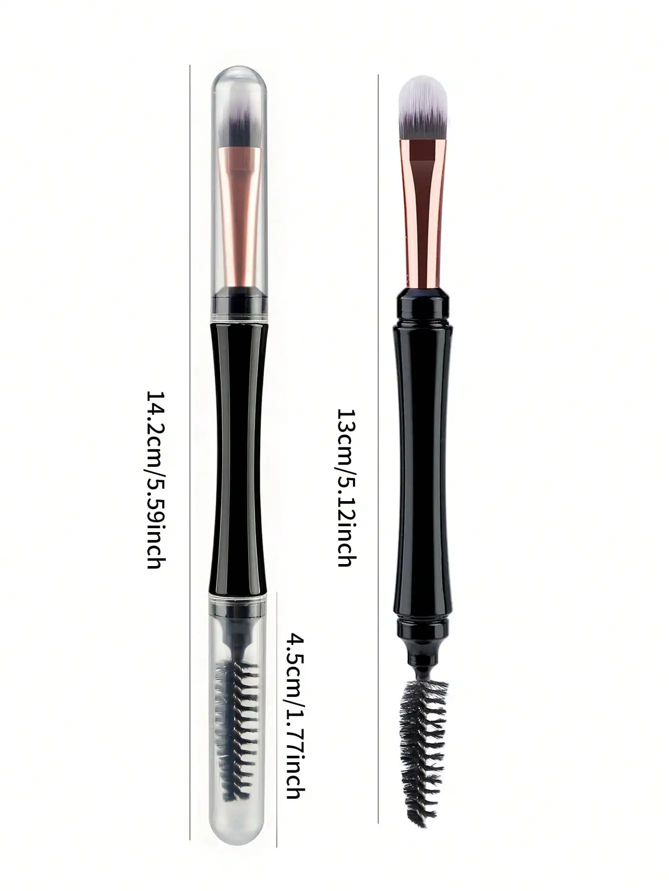 Dual‑Ended Eyebrow Brush With Protective Cover Angled Brow Brush Spoolie Brush Portable Eyebrow Grooming Cosmetic Makeup Tool