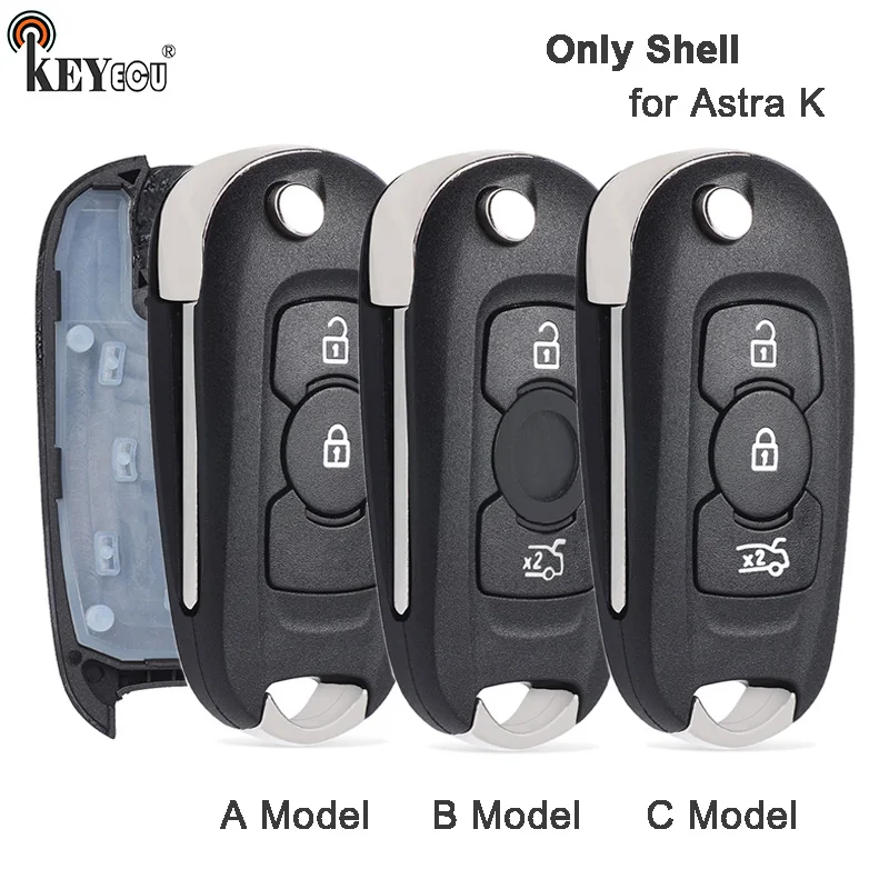 KEYECU for Ope Vauxhall Astra K 2015 2016 2017 2018 2019 Replacment Flip Remote Car Key Shell Cover Fob