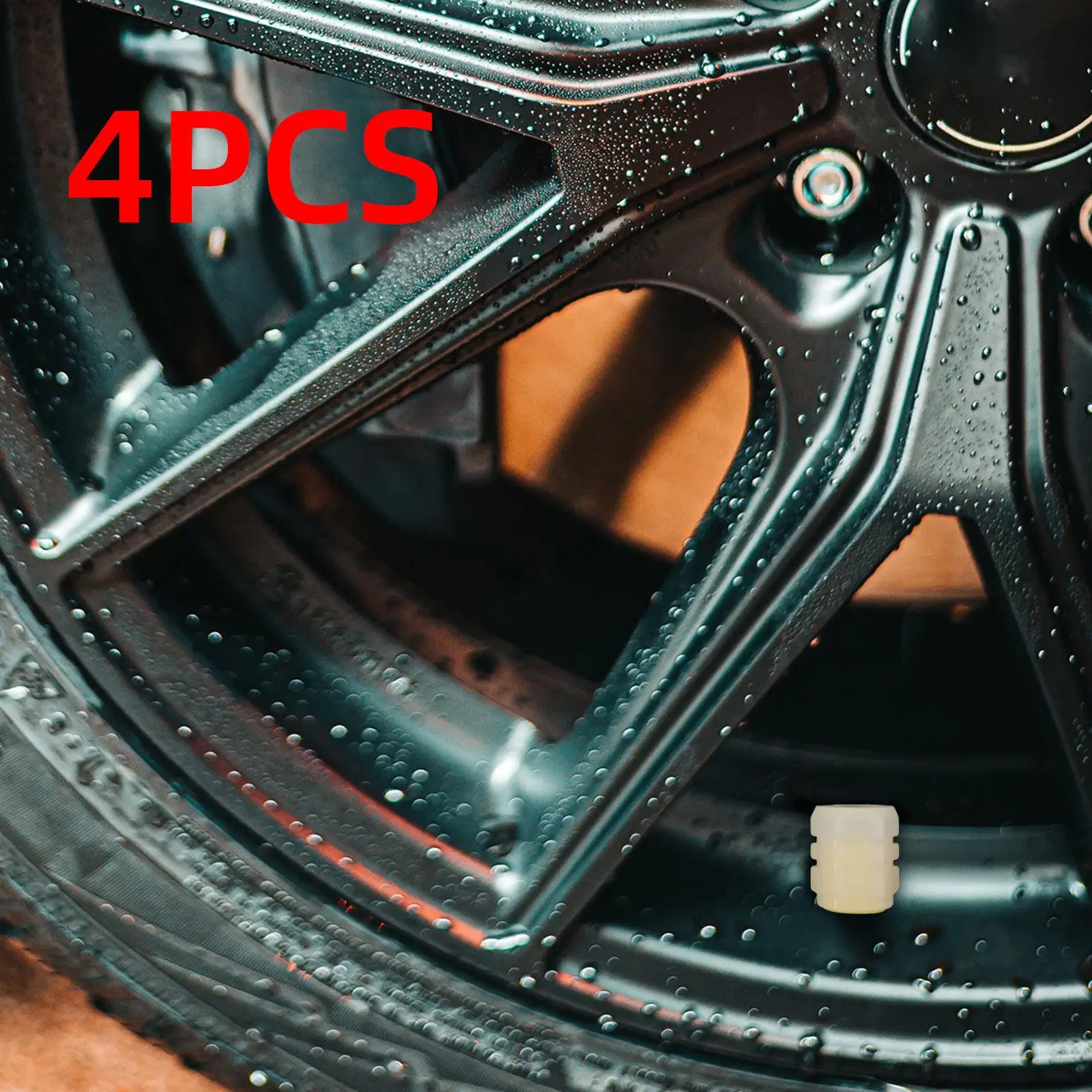 Fluorescent Rubber Valve Caps Glow in the Dark Universal Dust Proof Tire Stem Covers Four Pack for Cars and Bikes view 4