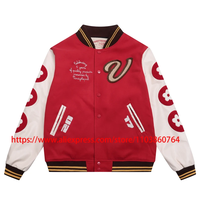 

25SS осенне-зимняя вышитая куртка Vandythepink из плотной ткани с хлопковой подкладкой и v-образным вырезом, однорядная бейсбольная форма с пряжкой