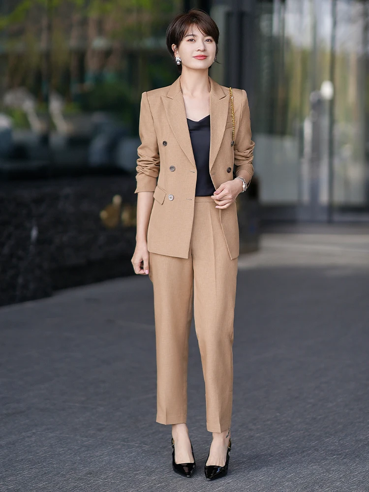 

Jiang Feifei Briti Sle Profional Women's Suit Set Faionable Two-Piece Spring Summer Simple Formal Wear Polyester Blend
