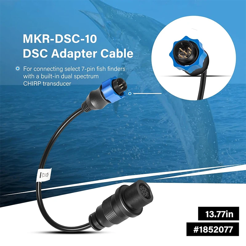 MKR-DSC-10 1852077 DSC Adapter Cable for Lowrance 7-pin Fish Finders,for Minn Kota Motor Built-in Dual Spectrum Chirp Transducer