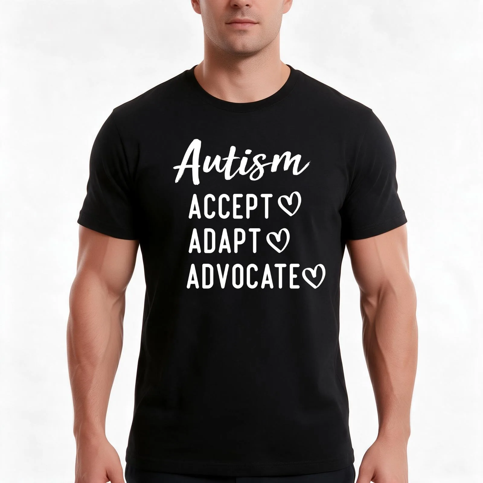 Autism Awareness Autism Accept Adapt Advocate Cool T-Shirt Summer Casual Cotton Tee Oversized Streetwear Tops 100% Cotton