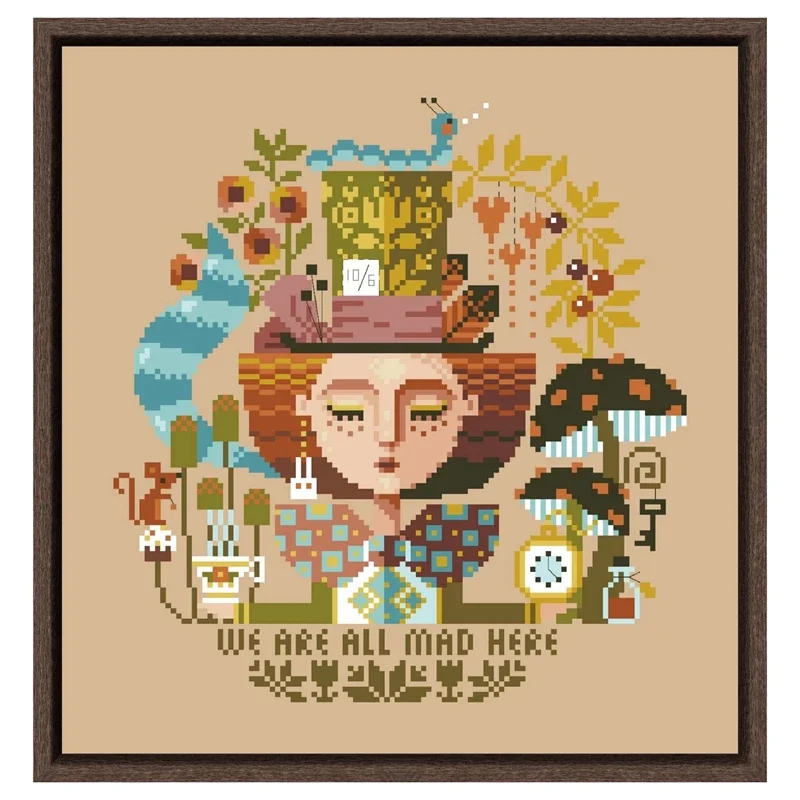 Mad Hatter Dreams cross stitch kit 18ct 14ct 11ct flaxen linen fabric cotton silk thread embroider DIY handmade needlework